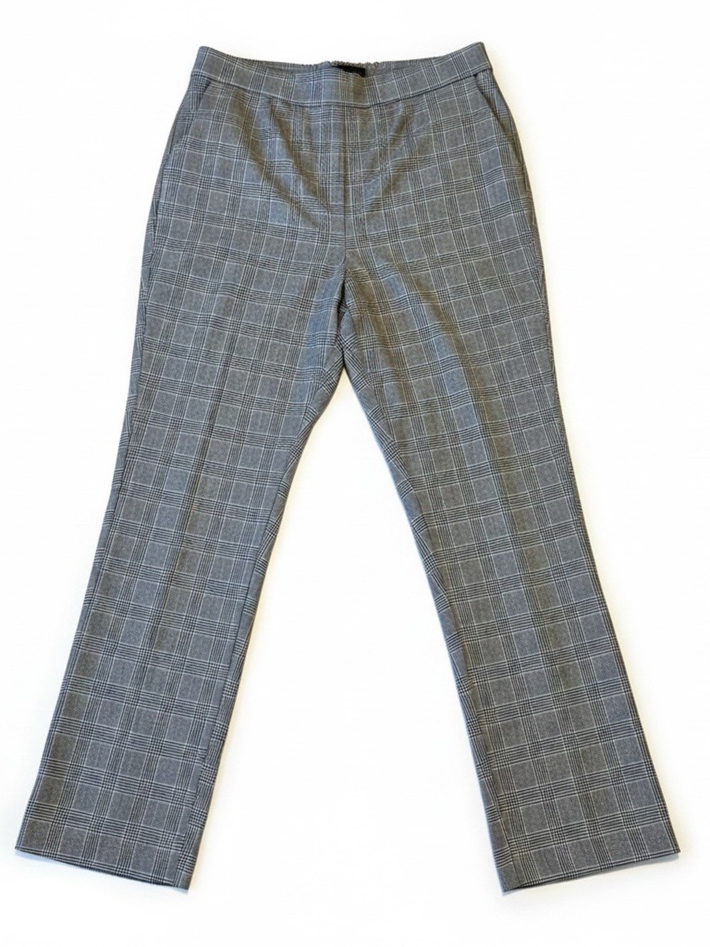 Rachel Zoe Gray Plaid Straight-Leg Cropped Trousers - Size 10